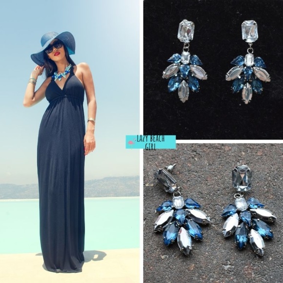 Gorgeous Blue Statement Earrings - Picture 2 of 5